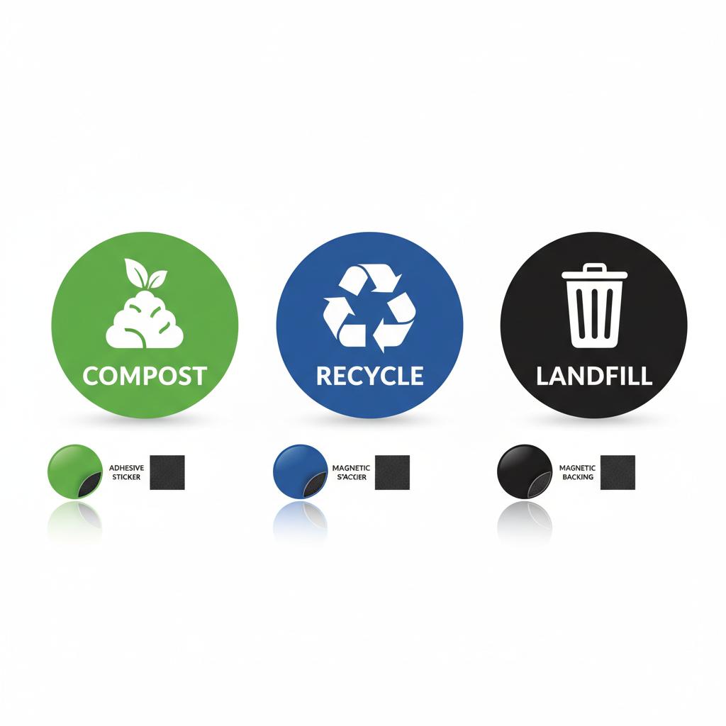 Recycling Bin Stickers & Magnets Set