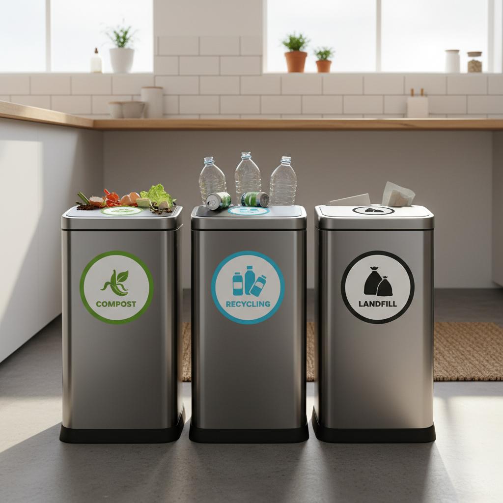 Recycling Bin Stickers & Magnets Set